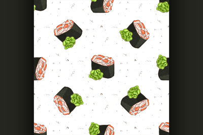 Seamless pattern of sushi