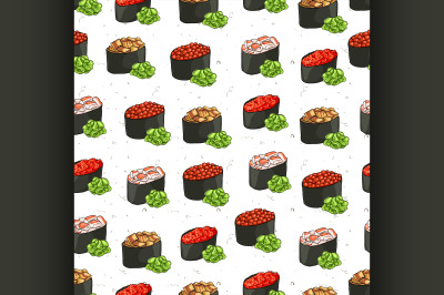 Seamless pattern of sushi