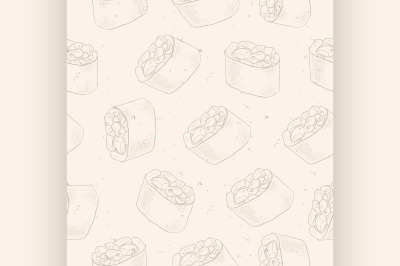 Seamless pattern of sushi