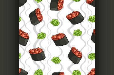 Seamless pattern of sushi