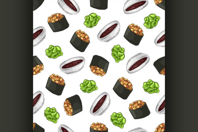 Seamless pattern of sushi