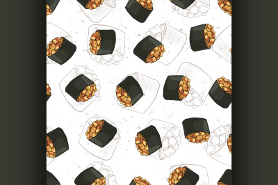 Seamless pattern of sushi