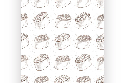 Seamless pattern of sushi