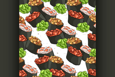 Seamless pattern of sushi