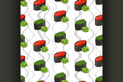 Seamless pattern of sushi