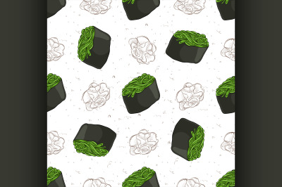 Seamless pattern of sushi