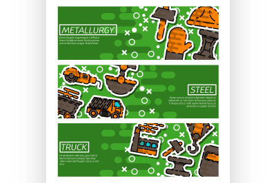 Set of Horizontal Banners about Metallurgy