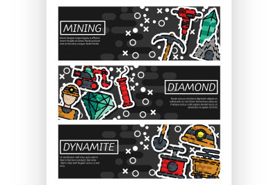 Set of Horizontal Banners about Mining