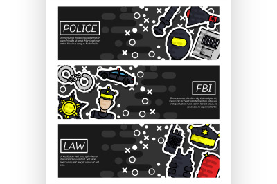 Set of Horizontal Banners about police