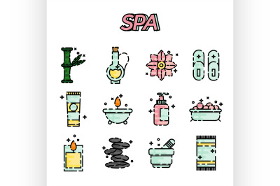 SPA flat icon set