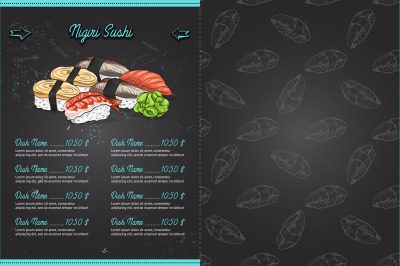 Color horisontal sushi menu