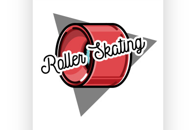 Color vintage roller Skates emblem