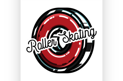 Color vintage roller Skates emblem