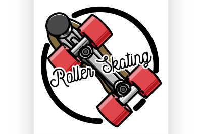 Color vintage roller Skates emblem