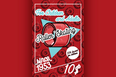 Color vintage roller Skates poster