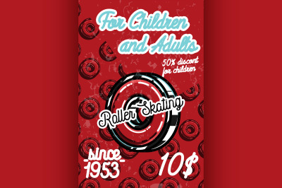 Color vintage roller Skates poster