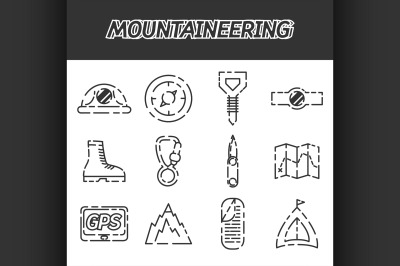 Mountaineering icon set