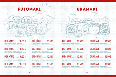 Color horisontal sushi menu