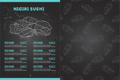 Color horisontal sushi menu