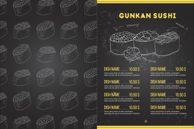 Color horisontal sushi menu