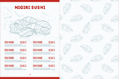 Color horisontal sushi menu