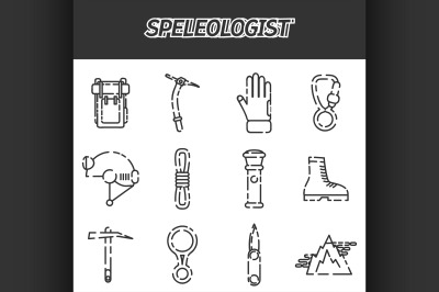 Speleologist icon set