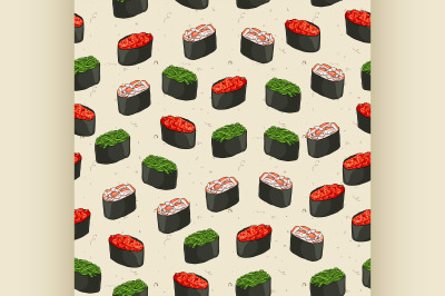 Seamless pattern of sushi