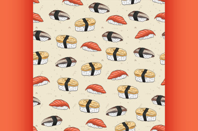 Seamless pattern of sushi