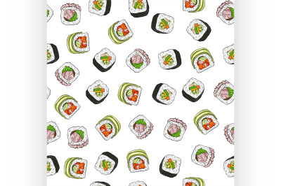 Seamless pattern of sushi