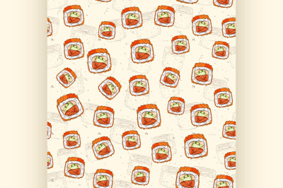 Seamless pattern of sushi