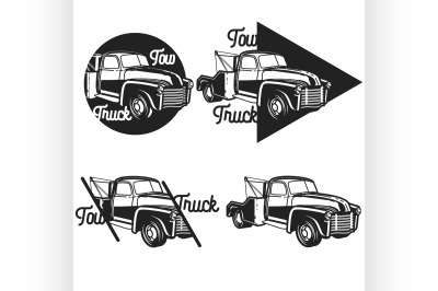 Vintage car tow truck emblems