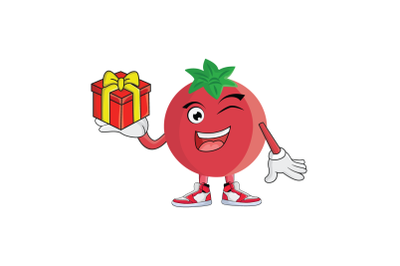 Pomegranate with Gift Fruit Cartoon Character Design