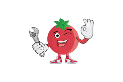 Pomegranate with Wrench Fruit Cartoon Character Design