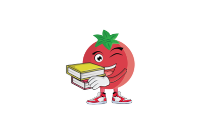 Pomegranate with Books Fruit Cartoon Character Design