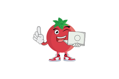 Pomegranate with Laptop Fruit Cartoon Character Design