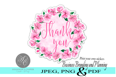 Cherry Blossom Thank You Print and Cut Stickers