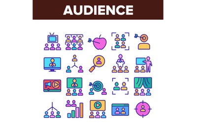 Audience Social Group Collection Icons Set Vector