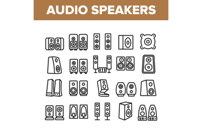 Audio Music Speakers Collection Icons Set Vector