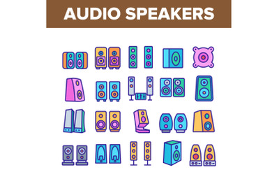 Audio Music Speakers Collection Icons Set Vector