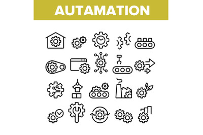 Automation Collection Elements Icons Set Vector