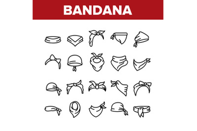 Bandana Hats Collection Elements Icons Set Vector