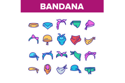 Bandana Hats Collection Elements Icons Set Vector