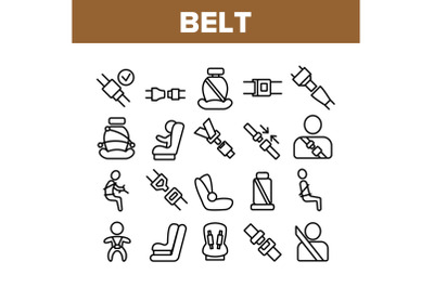 Belt Safety Equipment Collection Icons Set Vector