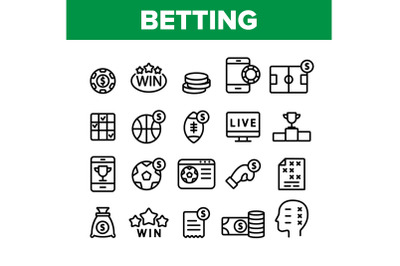 Betting Football Game Collection Vector Icons Set