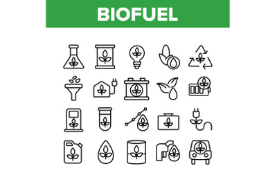 Biofuel Eco Energy Collection Icons Set Vector