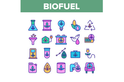 Biofuel Eco Energy Collection Icons Set Vector