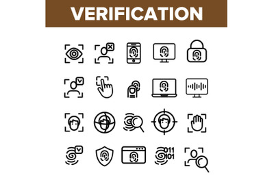 Verification of ID Vector Thin Line Icons Set