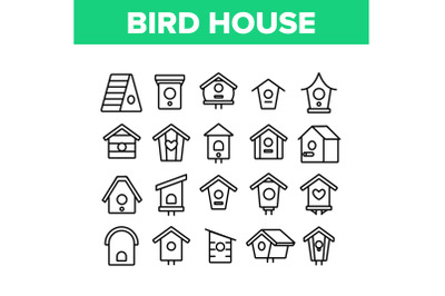 Bird House Collection Elements Icons Set Vector