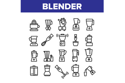 Blender Kitchen Tool Collection Icons Set Vector