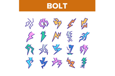 Bolt Lightning Flash Collection Icons Set Vector